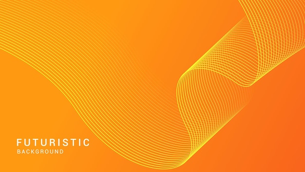 Vector líneas de onda brillantes abstractas en un fondo naranja