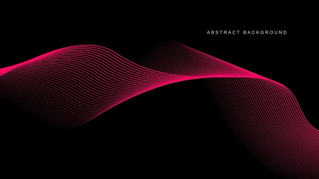 Líneas de onda brillantes abstractas en fondo negro Patrón de onda dinámica Líneas onduladas fluidas modernas