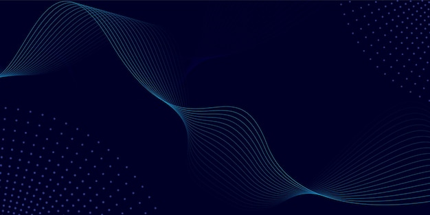 Líneas de onda brillantes abstractas sobre un fondo azul oscuro Líneas onduladas fluidas modernas