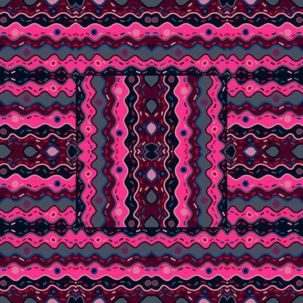Líneas de onda creativas ornamento de azulejos Mosaico étnico abstracto de patrones sin fisuras Fondo de pantalla de línea vintage