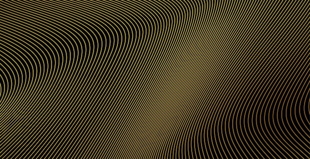 Líneas de onda dinámicas de flujo, curva suave, patrón de gradiente dorado