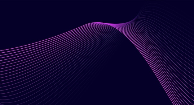 Líneas de onda rosadas brillantes abstractas sobre un fondo azul oscuro Líneas onduladas fluidas modernas