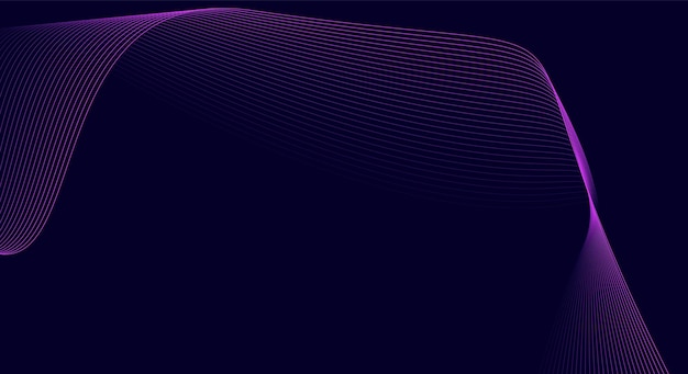 Líneas de onda rosadas brillantes abstractas sobre un fondo azul oscuro Líneas onduladas fluidas modernas