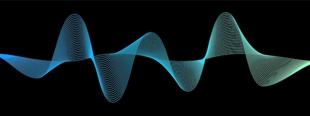 Líneas de onda vectoriales que fluyen dinámicamente aisladas en fondo negro