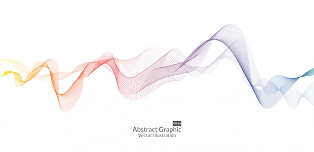 Líneas de ondas abstractas y coloridas aisladas sobre un fondo blanco