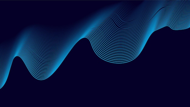 Líneas de ondas azules abstractas en un fondo oscuro