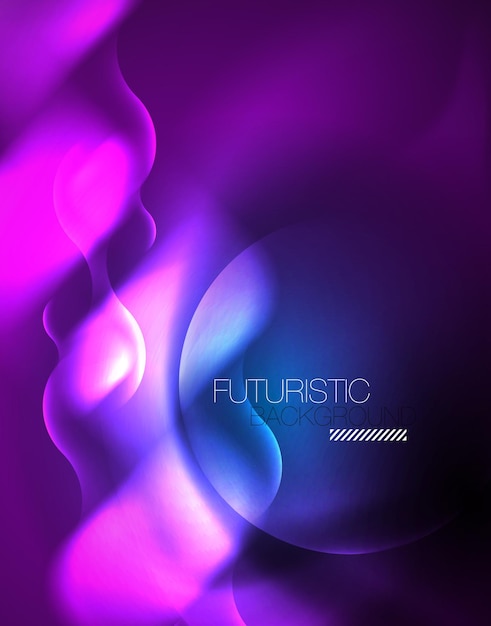Líneas de ondas brillantes de neón azul hitech plantilla de fondo abstracto futurista