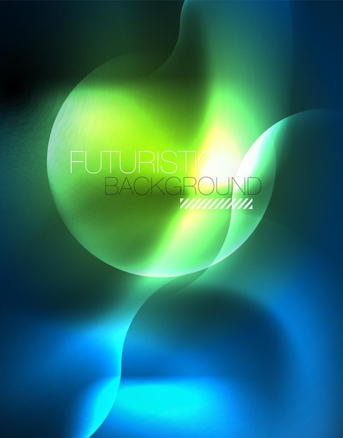 Líneas de ondas brillantes de neón azul hitech plantilla de fondo abstracto futurista