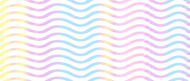 Líneas onduladas abstractas en colores de arco iris pastel sobre un fondo blanco Concepto de agua abstracta del océano olas del mar diseño moderno patrones coloridos arte abstracto formas geométricas bandera