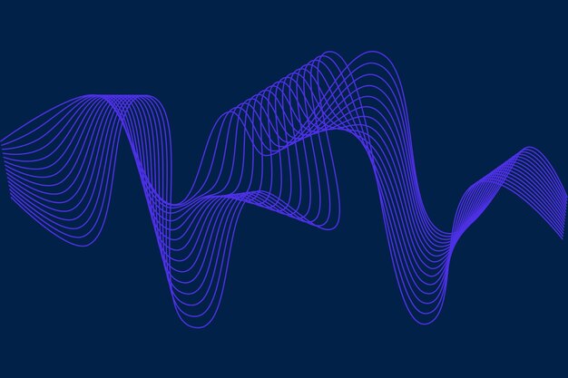 Líneas onduladas abstractas en un fondo azul Elemento de diseño Ilustración vectorial.
