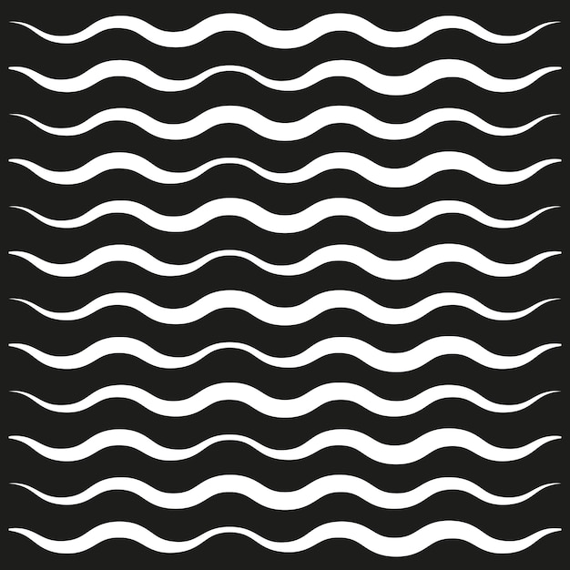 Líneas onduladas blancas Patrón de onda sin costuras Fondo negro Diseño vectorial