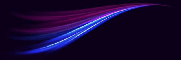 Líneas onduladas brillantes de neón Efecto de onda de luz brillante Diseño brillante mágico