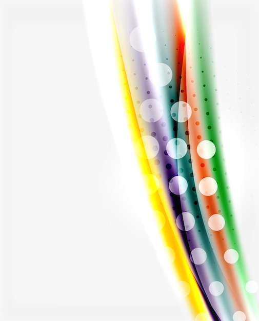 Líneas onduladas de color con efectos brillantes de luz plantilla de fondo abstracta