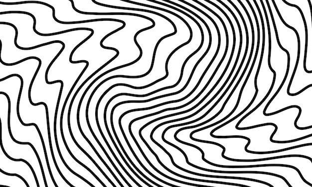 Líneas onduladas de fondo blanco y negro con rayas abstractas vectoriales