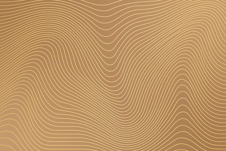 Líneas onduladas geométricas doradas abstractas sobre fondo marrón
