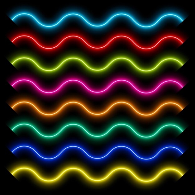 Líneas onduladas de neón tubos de led coloridos ilustración vectorial aislada
