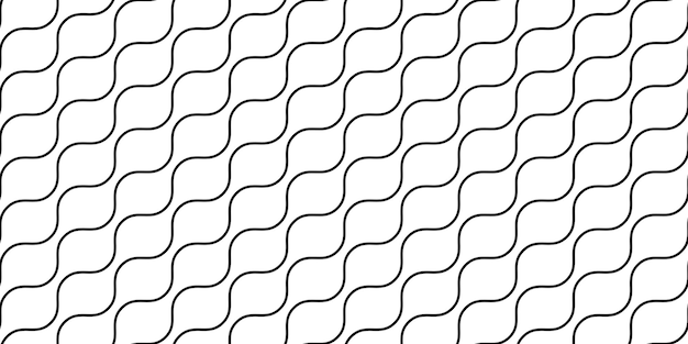 Líneas onduladas de patrones sin fisuras Rayas onduladas Fondo repetido Texto de onda diagonal en blanco y negro