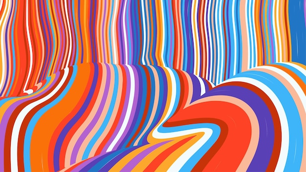 Líneas onduladas de rayas coloridas obras de arte abstractas