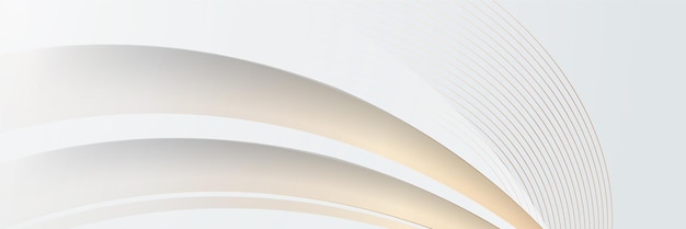Líneas de oro abstractas en banner de fondo blanco