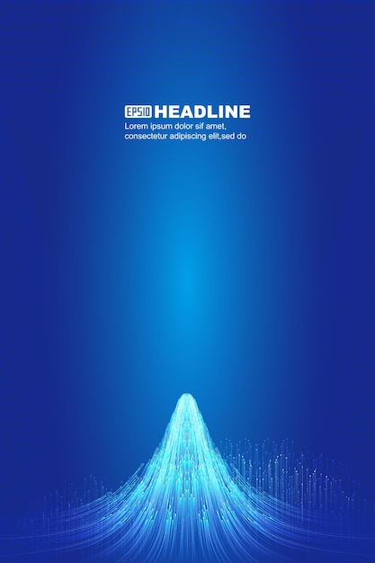 Las líneas de partículas de tecnología azul brillan y convergen en el ciberespacio
