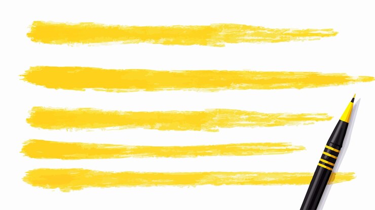 Vector líneas de pincel de resaltado amarillo vibrante para diseños profesionales