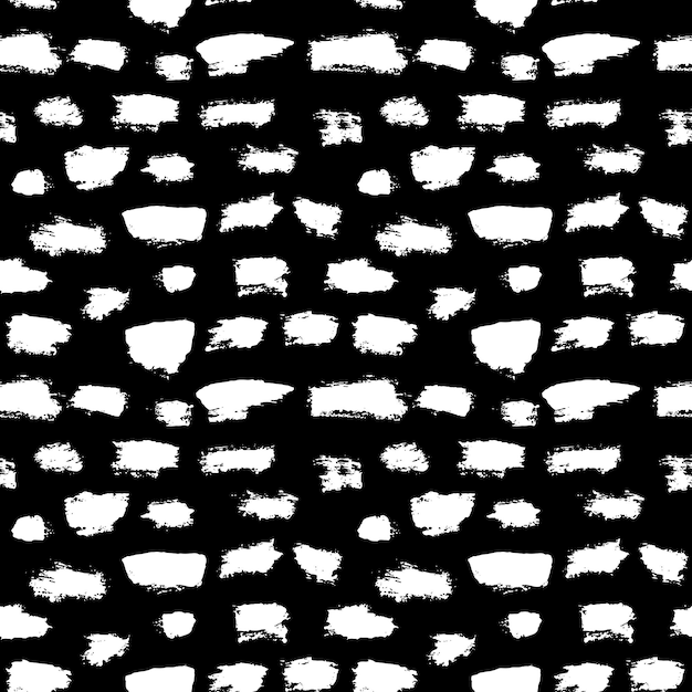 Líneas de pincel secas patrón vectorial sin costuras en blanco y negro