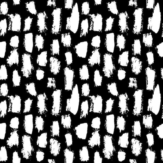 Líneas de pincel secas patrón vectorial sin costuras en blanco y negro