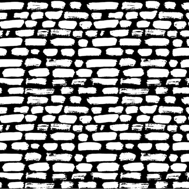 Líneas de pincel secas patrón vectorial sin costuras en blanco y negro