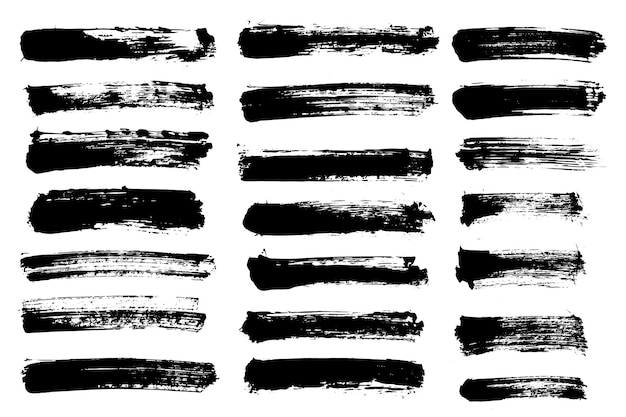 Líneas de pintura negra grunge con pincel para los cuadros de texto para el diseño de la pancarta
