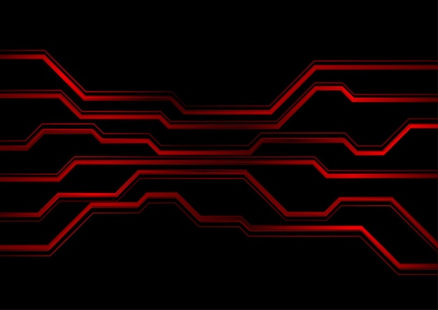Vector líneas de placa de circuitos brillantes de color rojo oscuro fondo técnico abstracto diseño vectorial