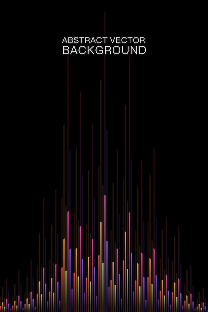 Las líneas pulsantes de colores se extienden hacia arriba contra el fondo de los carteles de tecnología de internet.