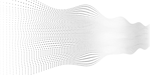 Líneas punteadas onduladas negras y blancas flotando en movimiento Ilusión óptica de ondas de blanco y negro