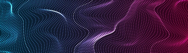 Líneas punteadas refractadas futuristas ondas diseño de banner abstracto Fondo de tecnología púrpura azul Ilustración vectorial