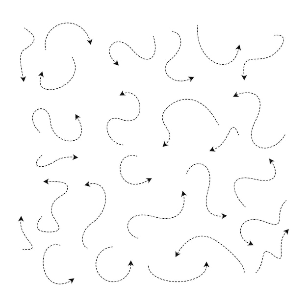 Líneas punteadas set de flechas