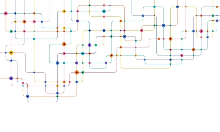 Vector líneas y puntos de conexión de circuitos tecnología de red y concepto de conexión