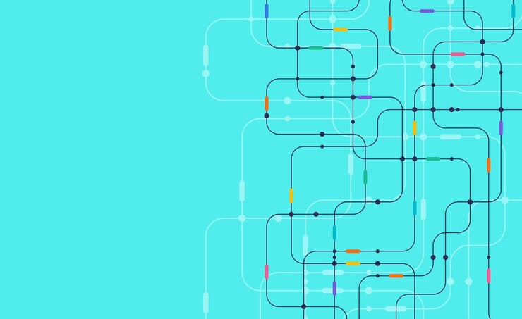 Vector líneas y puntos de conexión de circuitos tecnología de red y conexión