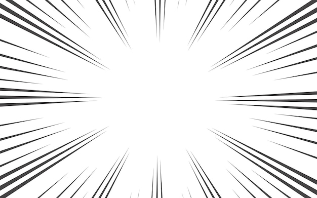 Líneas radiales blancas y negras fondo de estilo cómico acción manga velocidad abstracta ilustración vectorial