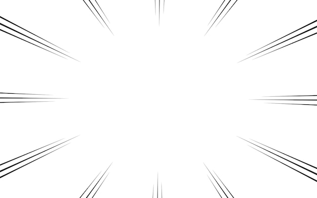 Líneas radiales blancas y negras fondo de estilo cómico acción manga velocidad abstracta ilustración vectorial