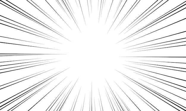 Líneas radiales de fondo para cómics Ilustración vectorial en blanco y negro