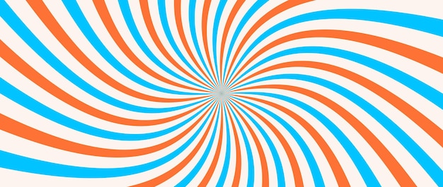 Líneas radiales giratorias de fondo papel pintado curvo azul naranja de estallido de sol rayos solares deformados abstractos
