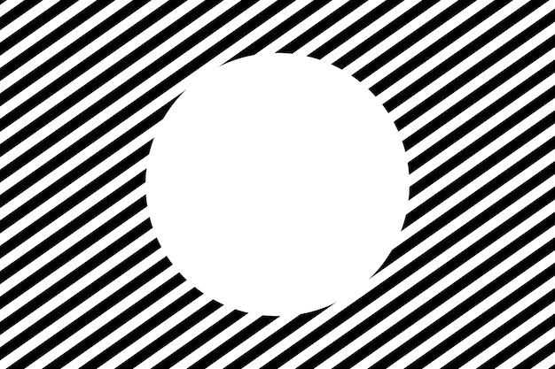 Líneas de rayas diagonales en blanco y negro que forman el marco del círculo Op art línea rayos borde de texto arte vectorial