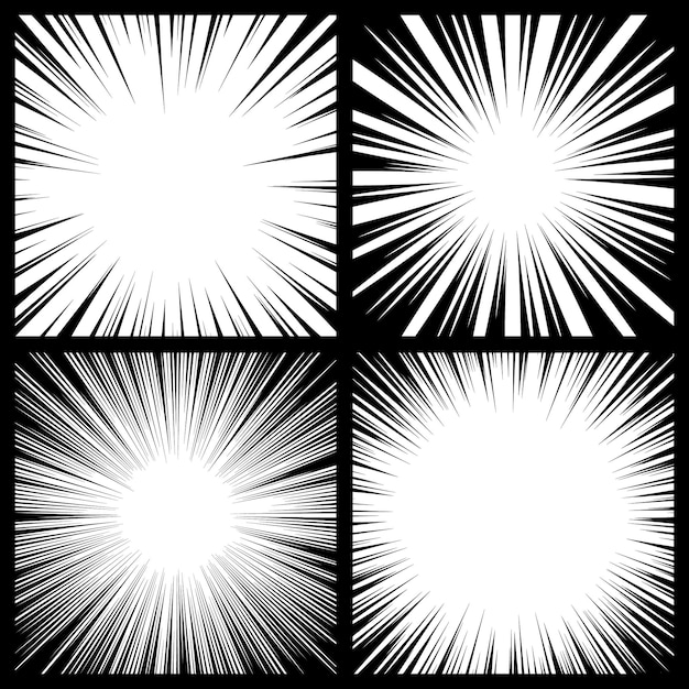 Líneas de rayos radiales de cómic Fondo de cómics con líneas de velocidad de movimiento Elementos de estilo pop art Ilustración vectorial