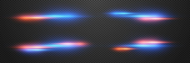 Líneas rojo-azul de velocidad y luz Movimiento dinámico de rayos y efectos
