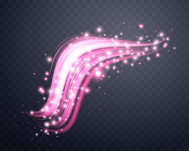 Líneas rosadas brillantes Neón velocidad de energía realista Efecto de luz abstracto
