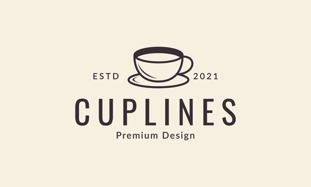 Líneas de taza de bebida de café simple hipster logotipo símbolo vector icono diseño gráfico ilustración