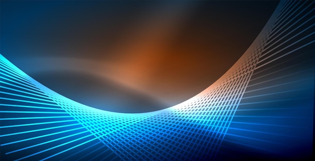 Líneas tecnológicas brillantes de neón azul hitech plantilla de fondo abstracto futurista con luces