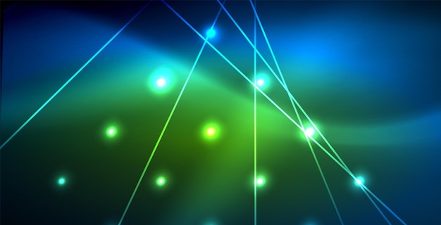 Líneas tecnológicas brillantes de neón azul hitech plantilla de fondo abstracto futurista con luces