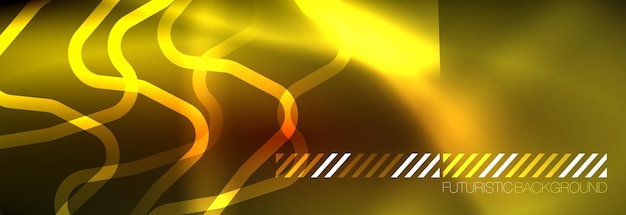 Líneas tecnológicas brillantes de neón hitech plantilla de fondo abstracto futurista con formas cuadradas