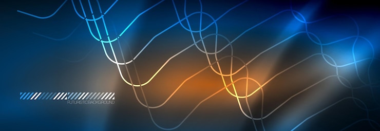 Vector líneas tecnológicas brillantes de neón hitech plantilla de fondo abstracto futurista con formas cuadradas