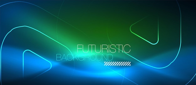 Líneas tecnológicas brillantes de neón hitech plantilla de fondo abstracto futurista con formas geométricas